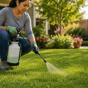 Person spraying lawn